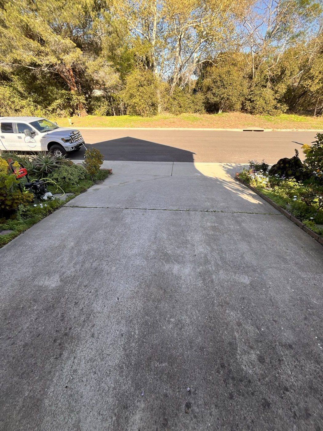 Concrete Driveway before cleaning by Valley Wash Pros