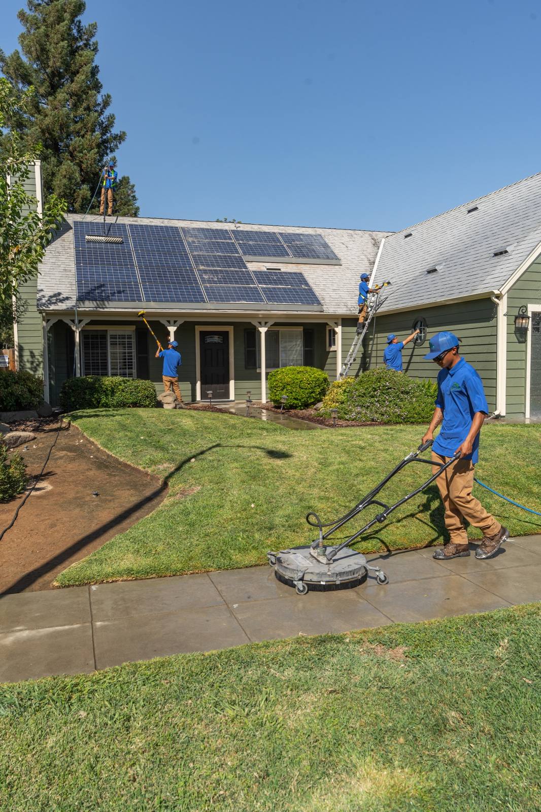 Post-construction exterior cleanup on a new Central Valley build by Valley Wash Pros