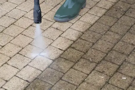 Side by side of pressure washing